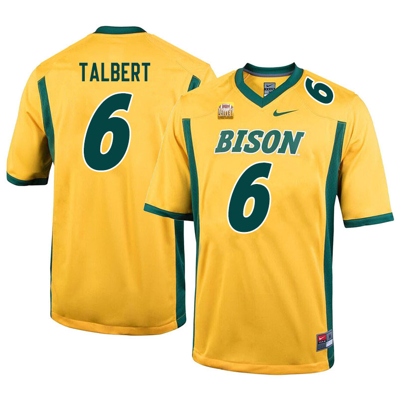 Men #6 Destin Talbert North Dakota State Bison College Football Jerseys Sale-Yellow